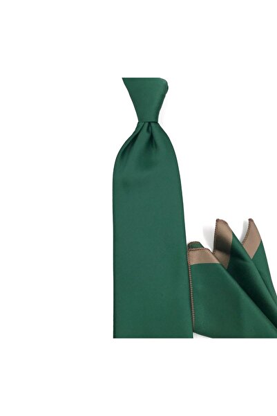 Sade Kravat Emerald Green Plain Simple Special Woven Handkerchief Tie 32569 E...