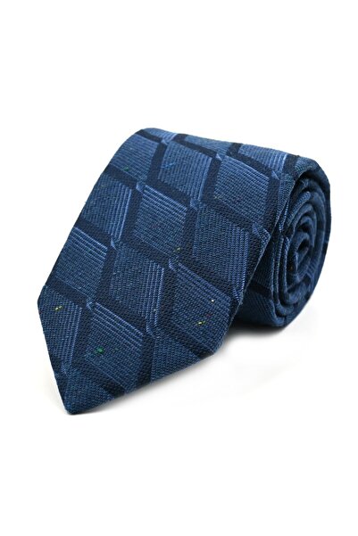Sade Kravat Blue Navy Blue Special Patterned Woolen Tie 32425 Blue