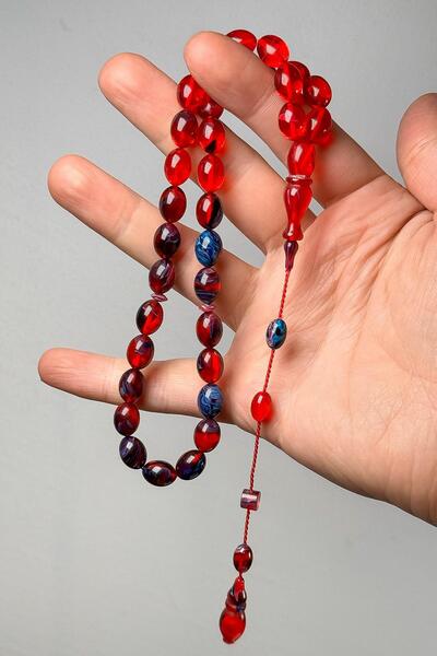 TESBİHKENTİ سبحة من حجر العنبر الأحمر بنظام الشراشيب الحمراء