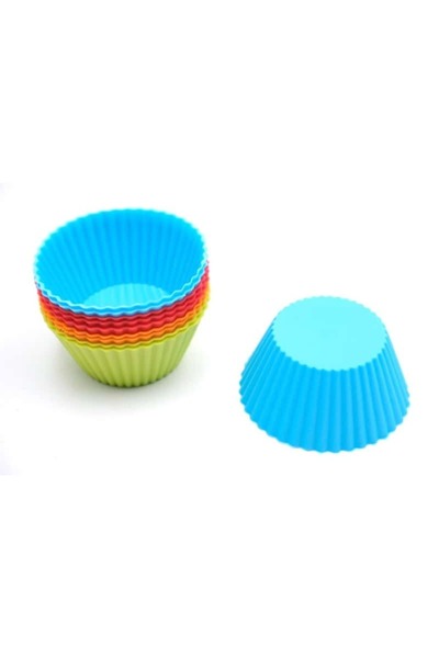 wei inox Set of 10 muffin tins, reusable, silicone, multicolor, 7x3.5 cm