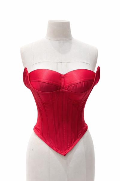 MODA Kırmızı Saten Korse Bağcıklı-Büstiyer