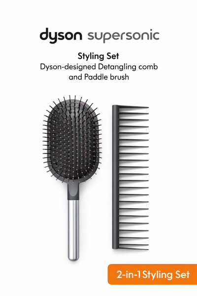 DYSON Set Coafat Perie Paddle + Pieptene Descurcator Argintiu