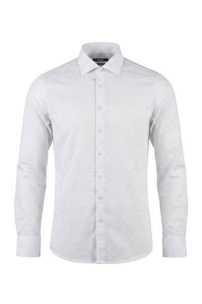 Cacharel Men's Slim Fit Micro Dot Patterned Shirt - White
