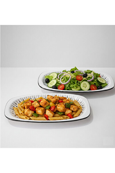 RGS HOMELİFE 2-Piece Ceramic Presentation Plate 30 cm Damla Series Kayık Plat...