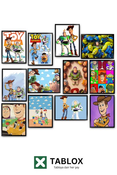 TABLOX 12 piese Toy Story Woody Buzz Animație Set decorativ de pictură pe perete din MDF pentru camera copiilor