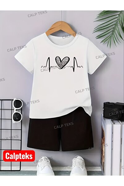 CALP TEKS SET DE VARĂ PENTRU COPII CU IMprimeu RHYTHM HEART - PANTALONI SCURȚ...