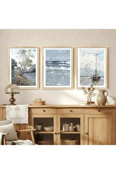 Vetro Design Zamanın Kıyısında Ahşap Çerçeveli Poster