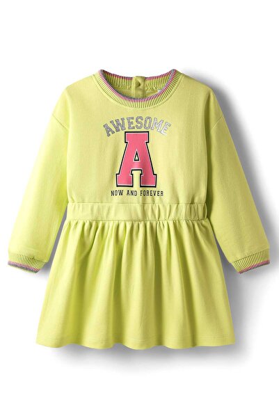 Babyhug Cotton Woven Full Sleeves Winter Frock with Awesome Print - Yellow