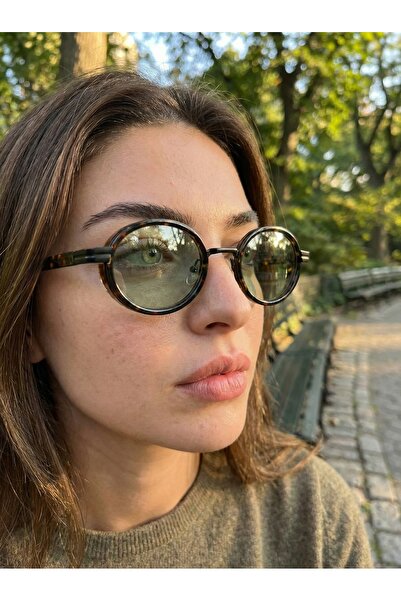 funeyes Max Leopard Patterned Green Glass Trendy Sunglasses Suitable for Smal...