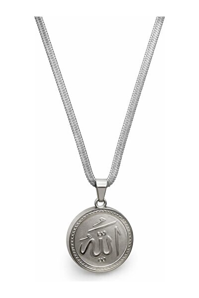Vipfoni Italian Chain Round Steel Necklace with Allah Written M3