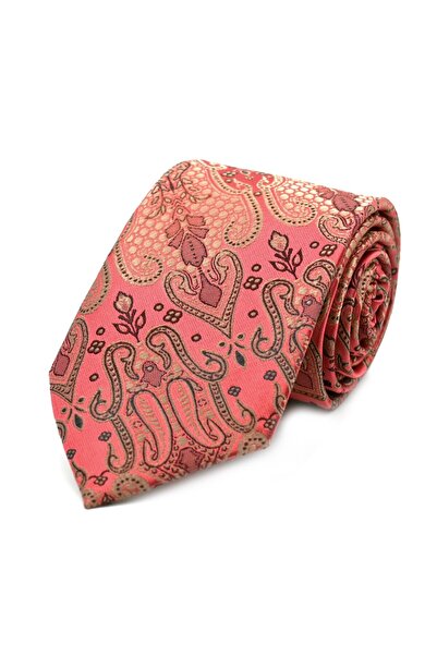 Sade Kravat Dusty Rose Pink Beige Special Patterned Tie 31788 Pink