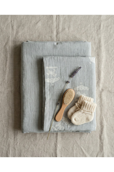 Pufuduk Baby Organik Dokulu Müslin Bebek Nevresim Seti (Lastikli Çarşaf + Yas...