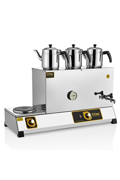 EMIR Çay Kazanı Üç Demlikli Elektrikli Çay Ocağı Kazanı Pleytli 38 L.