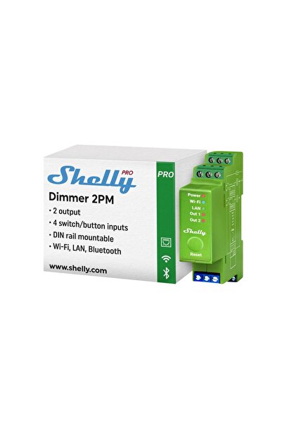 Shelly Pro Dimmer 2PM DIN Ray 2 Kanal Enerji Ölçümlü Akıllı Dimmer