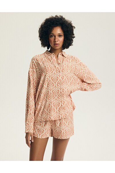 Henderson Women's Pajamas Set 2-Piece Button-Down Shirt & Shorts Botanical Re...