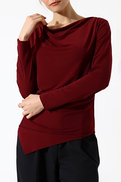 Sabr Sandy Degaje Yaka Ruched Detail Asymmetric Long Sleeve Blouse – Casual &...