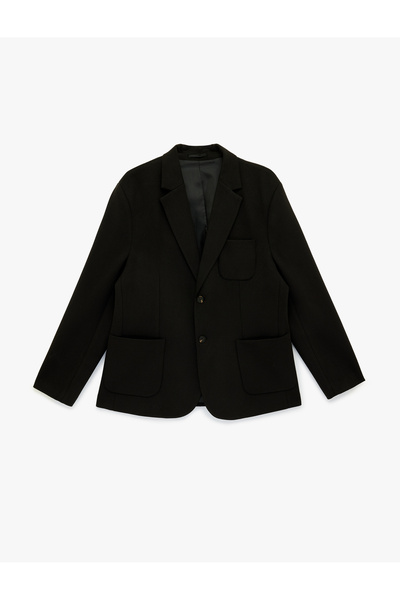 Koton Regular Fit Long Sleeve Pocketed Buttoned Mono Collar Blazer Jacket