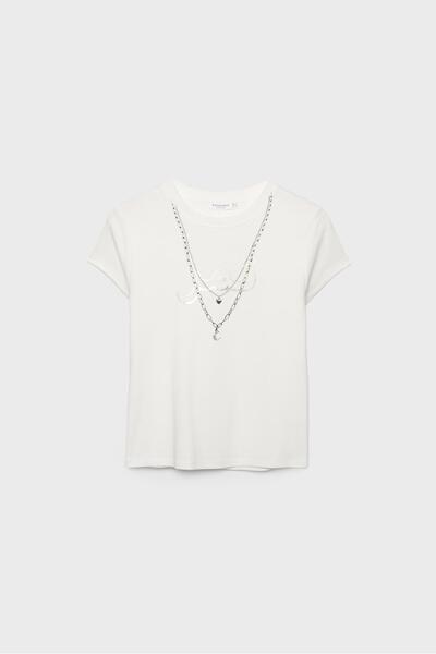 Stradivarius Fitted graphic short sleeve T-shirt