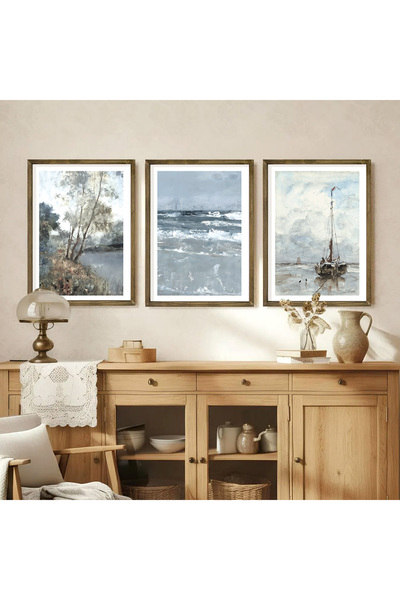 Vetro Design Zamanın Kıyısında Ahşap Çerçeveli Poster