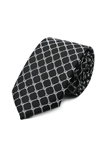 Sade Kravat ربطة عنق مربعة باللونين الأسود والأبيض 31949 أسود