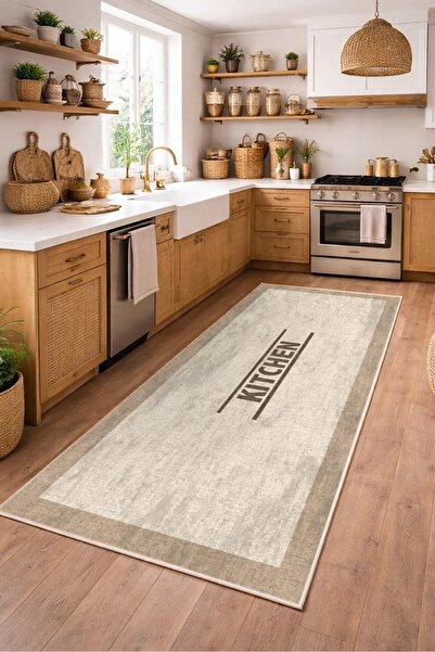 VOPTEKS Vizon Halı Mutfak Halısı Makinede Yıkanabilir Halı Kaymaz Taban Halı