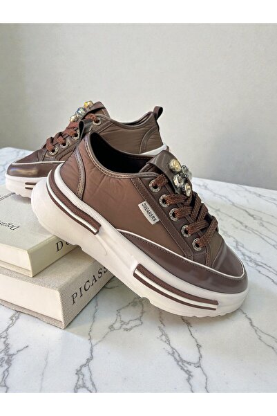 SNEAKERS MT-SHOP Kadın Sneaker Yüksek Taban Bağcıklı Spor Ayakkabı