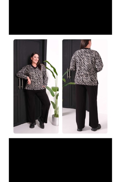 tellevolle طقم علوي وسفلي بنقشة الحمار الوحشي مقاس كبير