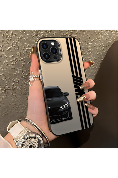 Hontinga iPhone 14 Pro ile Uyumlu Anti Düşme İnce Sert Kılıfı BMW Desenli