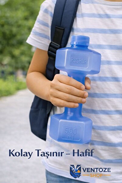 Ventoze Dambıl Tasarımlı Sporcu Matarası | Okul ve Spor İçin Sızdırmaz Su Şiş...