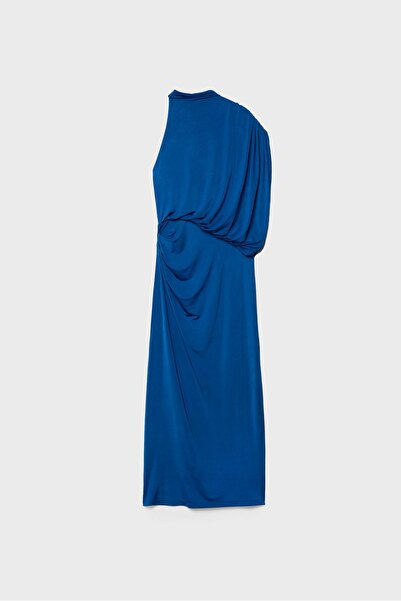 Stradivarius Draped midi dress with cape detail