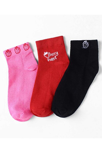 Pine kids Knit Ankle Length Antimicrobial Strawberry Designed Socks (Pack of ...