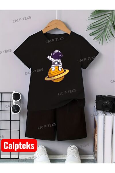 CALP TEKS SET DE VARĂ PENTRU COPII CU TRICOU ȘI PANTALONI IMPRIMAȚI CU ASTRON...