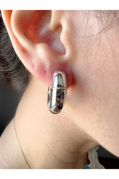 She Combines أقراط نسائية فضية اللون مضادة للحساسية - سلسلة فاخرة مقاومة للما...