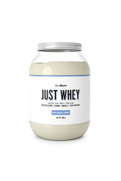 GymBeam Proteine ​​Just Whey, 1000 g, ciocolată albă cu nucă de cocos