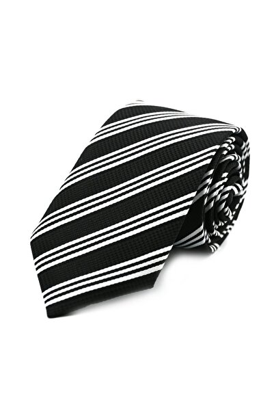 Sade Kravat ربطة عنق مخططة باللونين الأسود والأبيض 32039 أسود