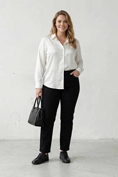 Stil Diva Чорні джинси Mom з еластаном для великих розмірів 7004