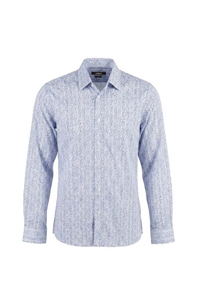 Cacharel Men's Slim Fit Patterned Cotton Shirt - Blue/White