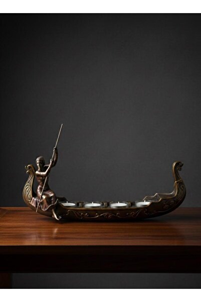 Elips Hediyelik BRONZE KAYIKÇI KIZ MUMLUK 40*15 CM