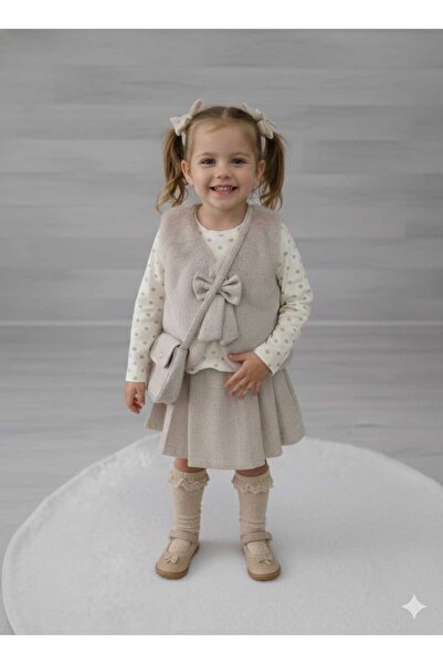 Store Plush Vest Set Girls' Holiday Set with Shorts and Skirt