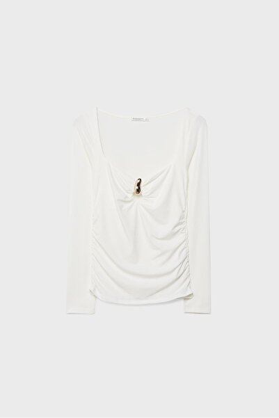 Stradivarius Long sleeve T-shirt with metal buckle