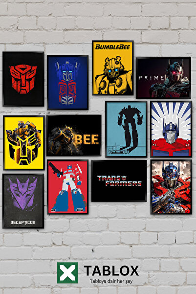 TABLOX 12 Parça Transformers Optimus Prime Otobot Decepticon Aksiyon Sinema D...