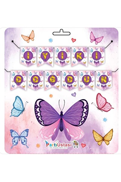 ALYA PARTİ Kelebek Temalı İyiki Doğdun Yazılı Banner