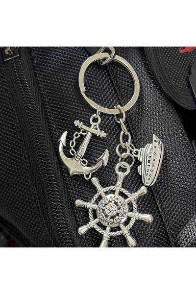 DeNors Honor Chain Sailor & Captain Keychain with Ship Sail and Anchor Figure...