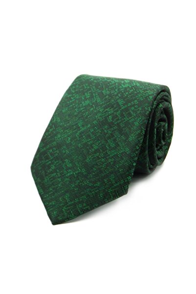 Sade Kravat Yeşil Siyah Melanj Desenli Kravat 30426 Yeşil