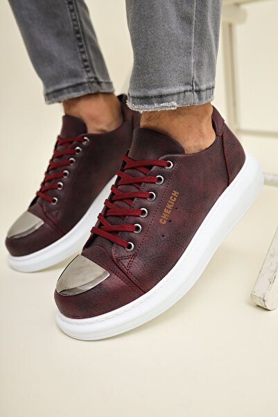 Zerenyus Zrc175 - Premium Mirror Lace-Up Men's Sneaker Claret Red