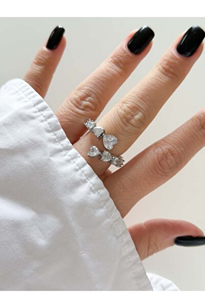 CHARMLUCKY خاتم ملتف على شكل قلب من حجر الباجيت (قابل للتعديل)