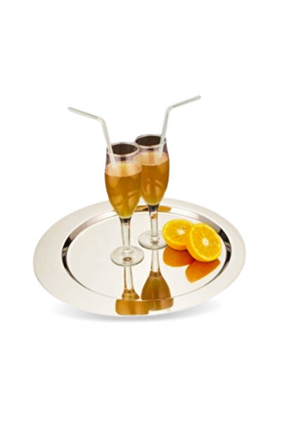 ABBAR Store Round stainless steel serving tray with a mirror finish – silver ...