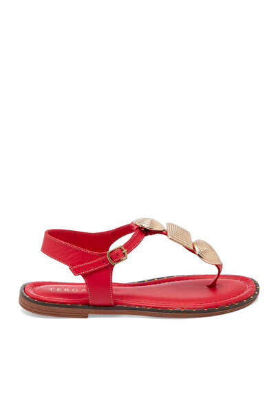 Tergan Kırmızı Hakiki Deri Kadın Sandalet - K25Y1SN67781-A30