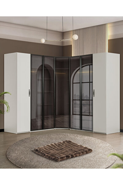 Setay Blesk Gardırop, More Giyinme Odası Dolap Takımı - Reflekte Kapaklı