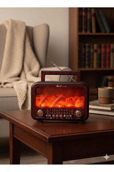 TelkurTeknoloji FP-2393-S Nostaljik Radyo Şömine Görünümlü LED Işık Fenerli B...